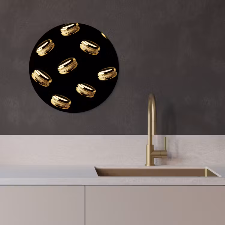 Quadro rotondo - Macaron - Motivo - Oro - Nero — 3