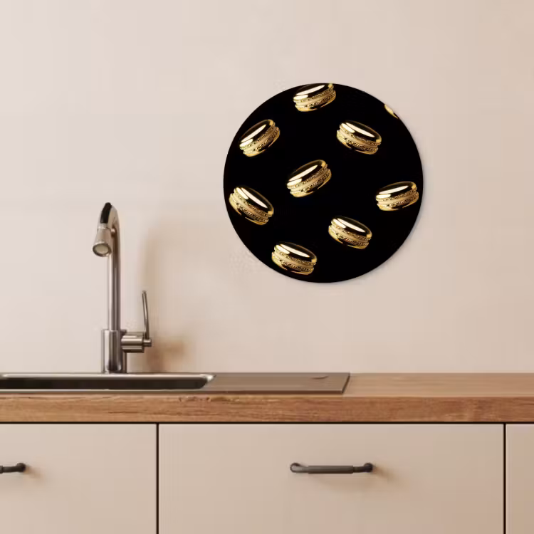 Quadro rotondo - Macaron - Motivo - Oro - Nero — 4
