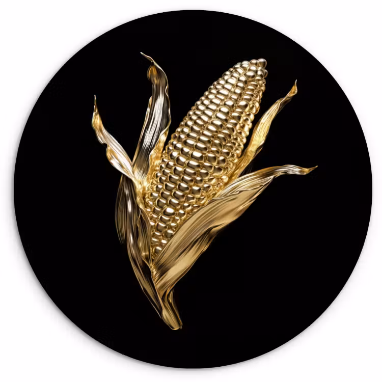Quadro rotondo - Mais - Cibo - Oro - Nero — 1