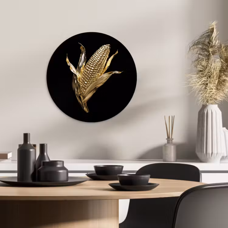 Quadro rotondo - Mais - Cibo - Oro - Nero — 2