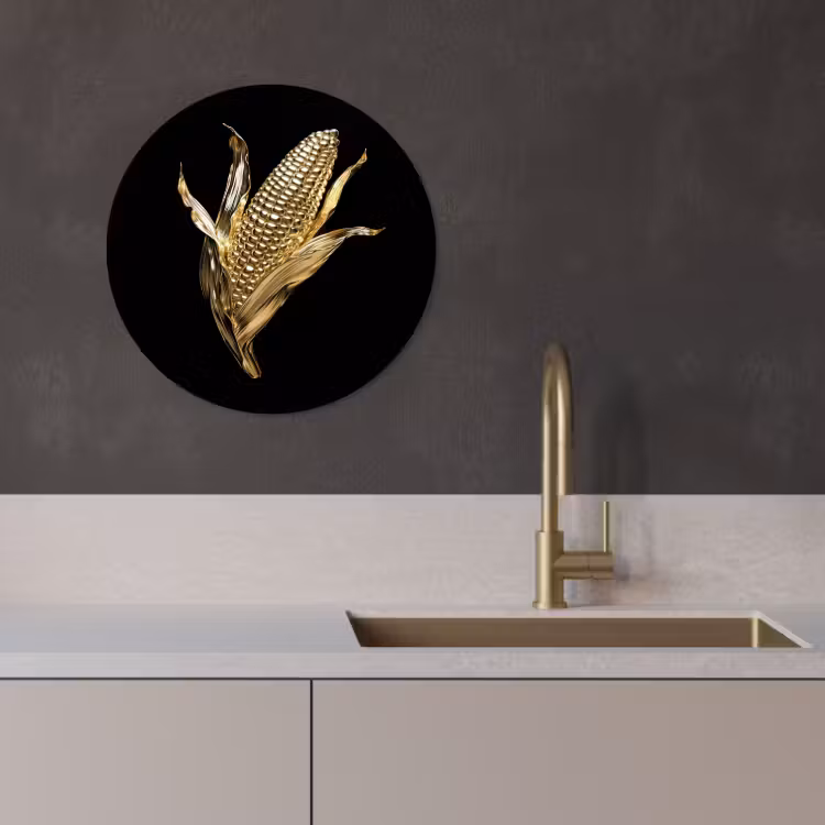 Quadro rotondo - Mais - Cibo - Oro - Nero — 3