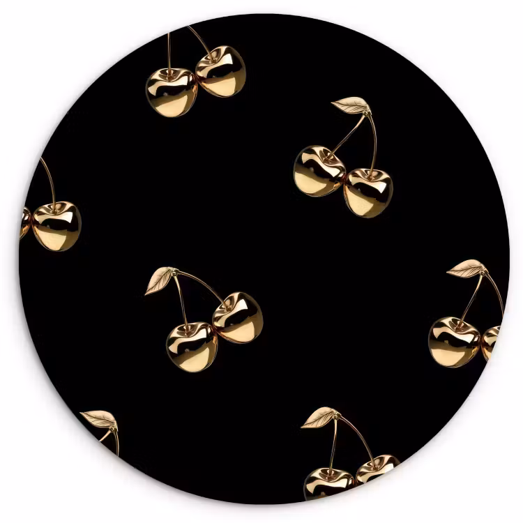 Quadro rotondo - Motivo - Ciliegio - Oro - Cromo — 1