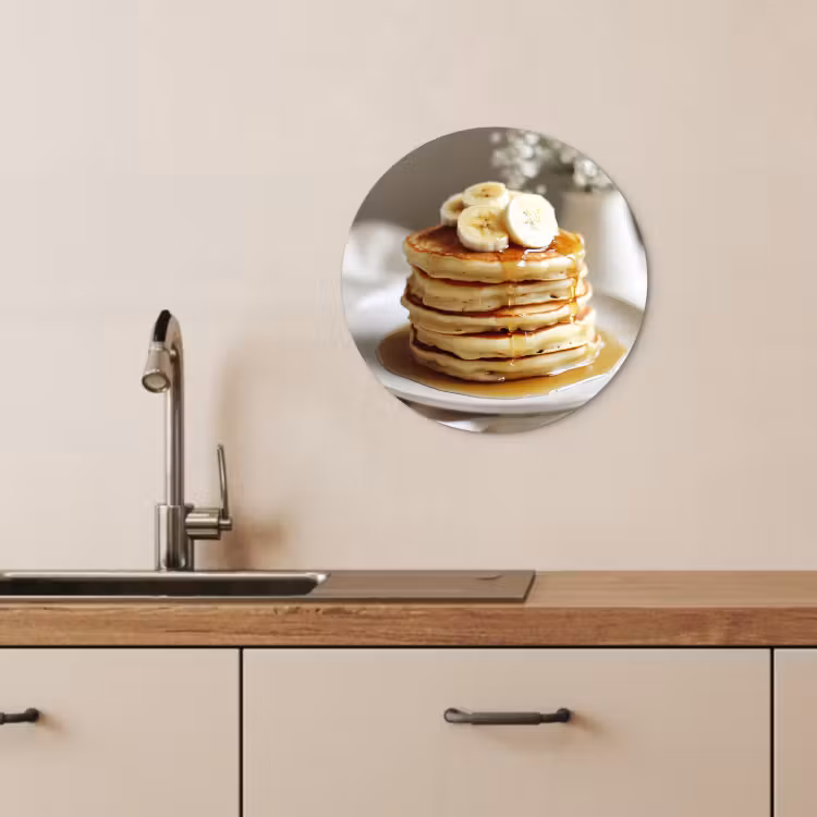 Quadro rotondo - Pancake - Banana - Sciroppo - Bianco - Beige — 2