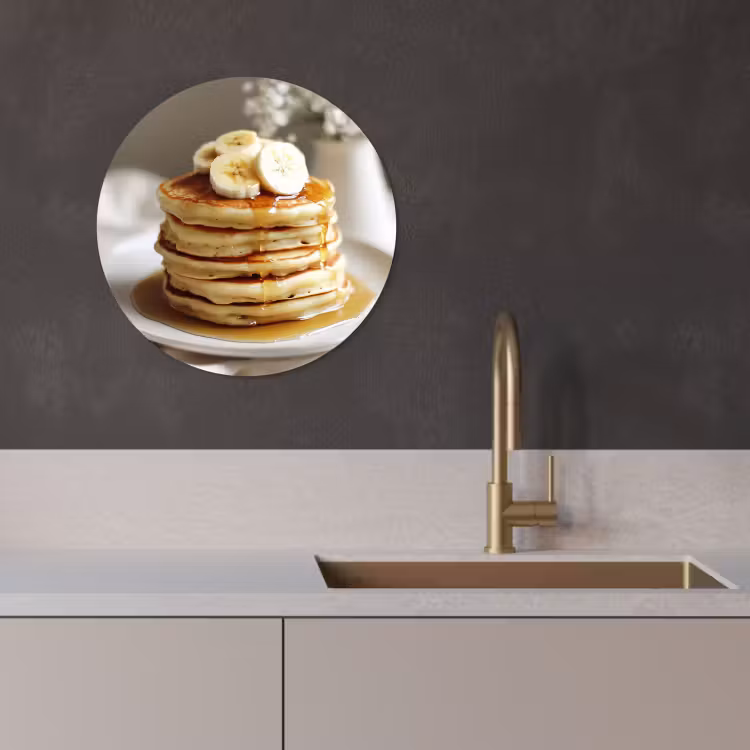 Quadro rotondo - Pancake - Banana - Sciroppo - Bianco - Beige — 3