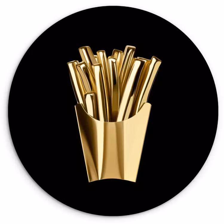 Quadro rotondo - Patatine fritte - Oro - Cromo - Cibo — 1