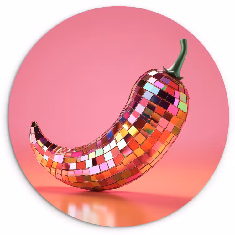 Quadro rotondo - Pepe - Disco - Rosso - Glitter — 1