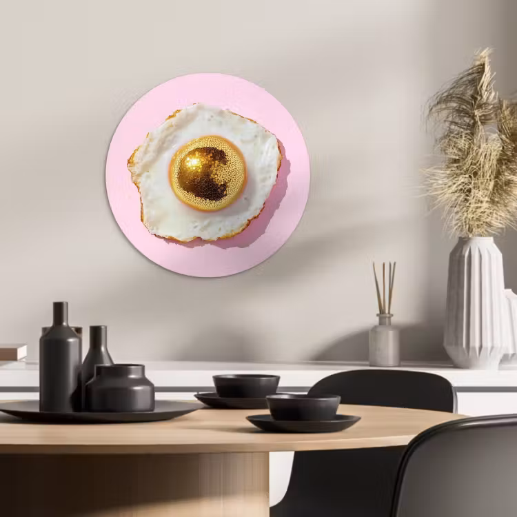 Quadro rotondo - Uovo - Discoteca - Colazione - Glitter — 3