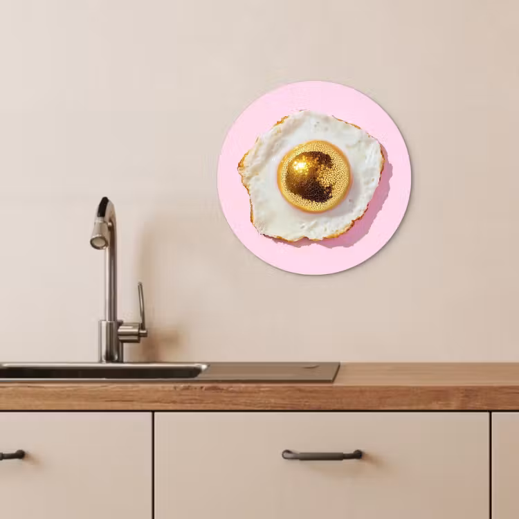 Quadro rotondo - Uovo - Discoteca - Colazione - Glitter — 4