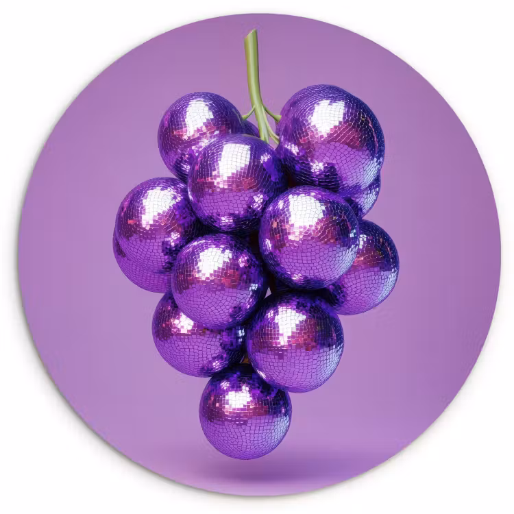 Quadro rotondo - Uva - Disco - Glitter - Viola — 1