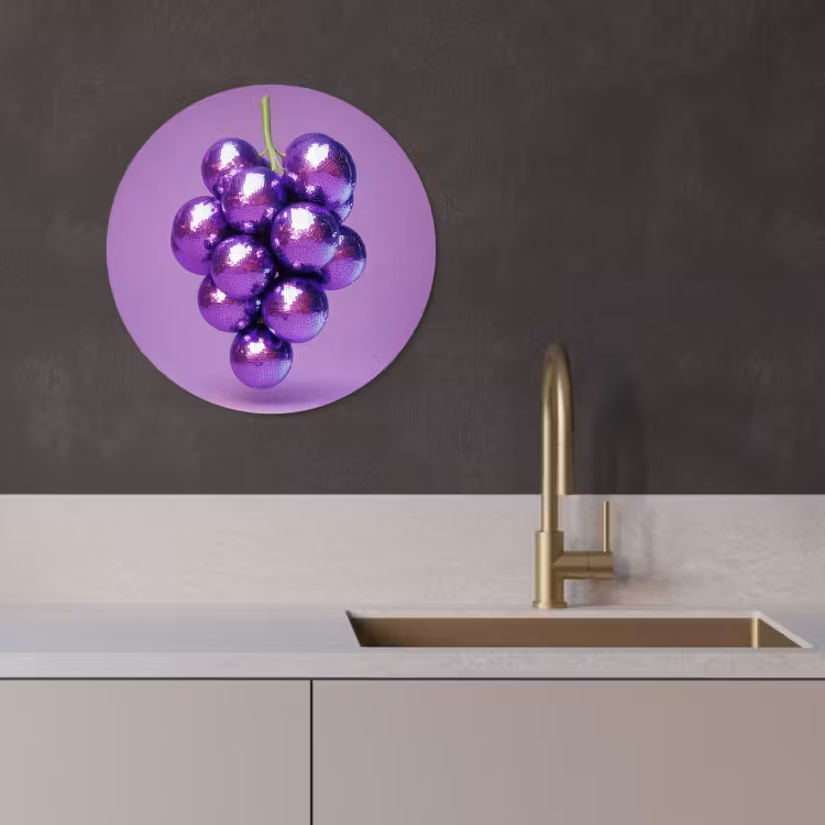 Quadro rotondo - Uva - Disco - Glitter - Viola — 2