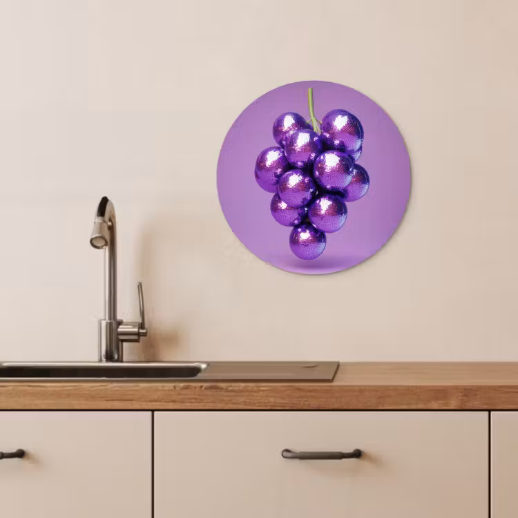Quadro rotondo - Uva - Disco - Glitter - Viola — 4