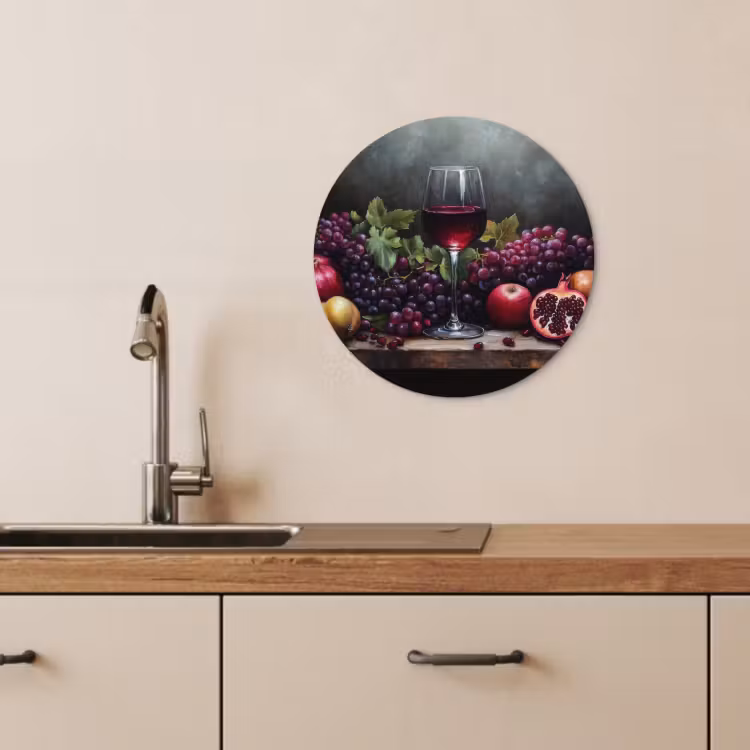 Quadro rotondo - Vino - Frutta - Natura morta — 2
