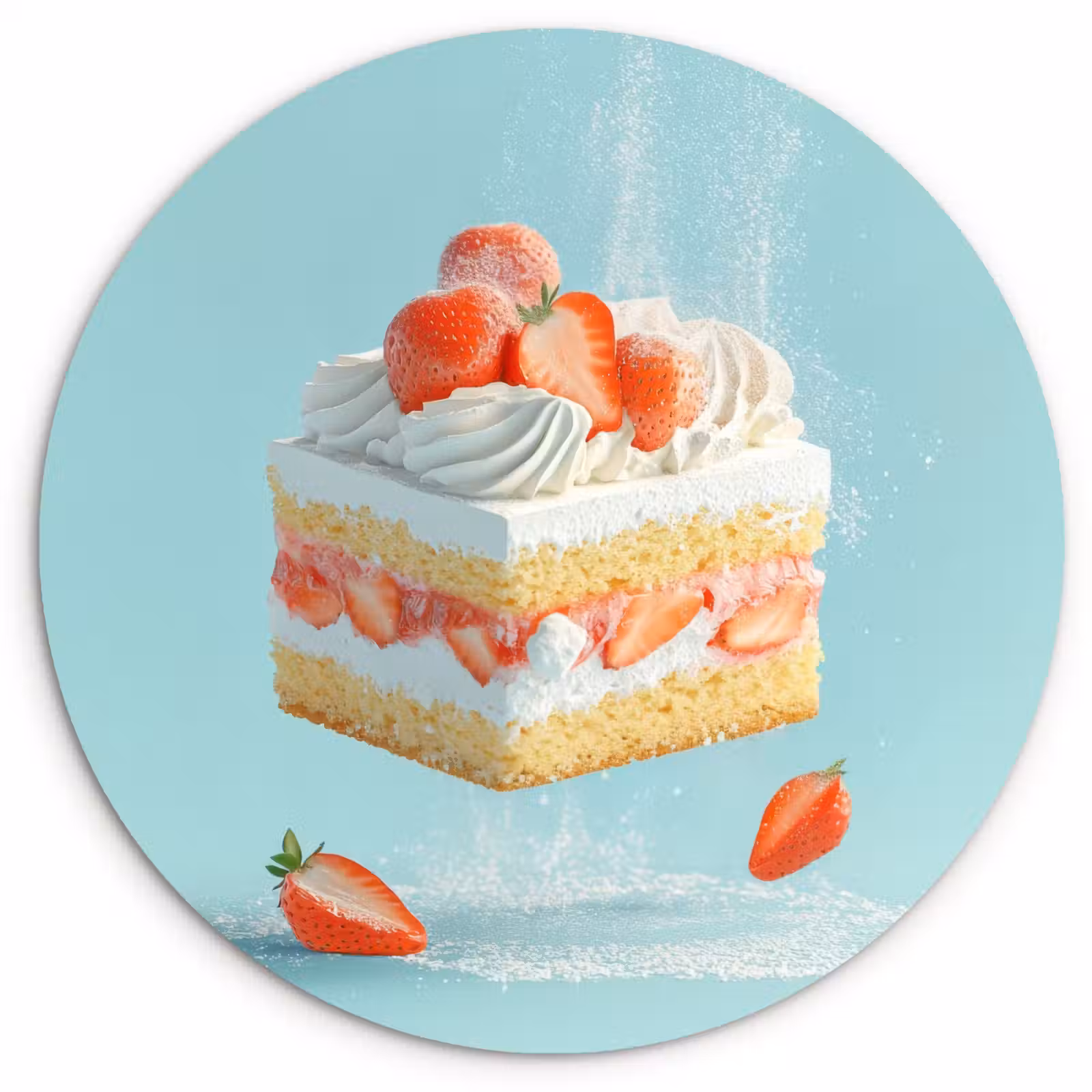 Quadro rotondo - Panna montata - Torta - Blu - Cibo — 1
