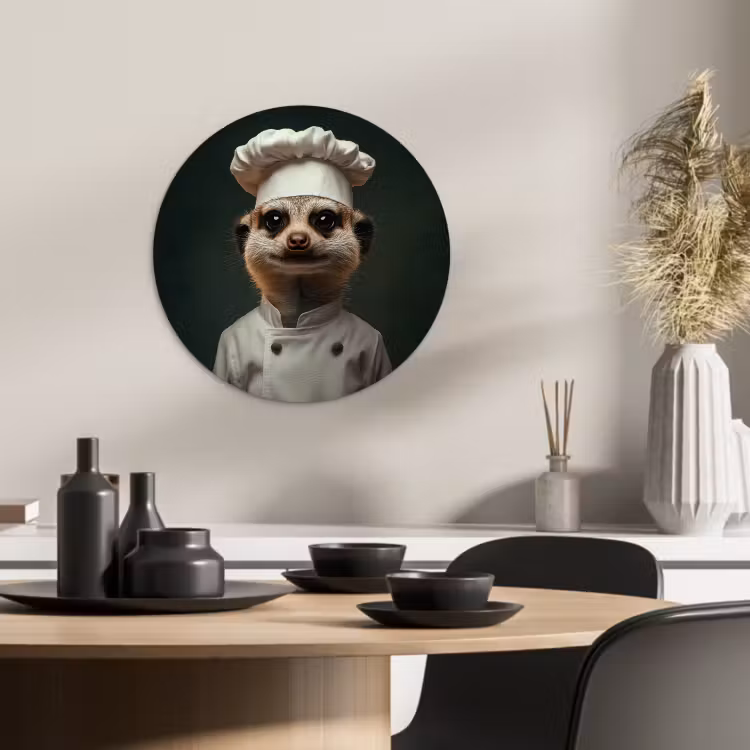 Quadro rotondo - Animale - Cuoco - Meerkat — 4