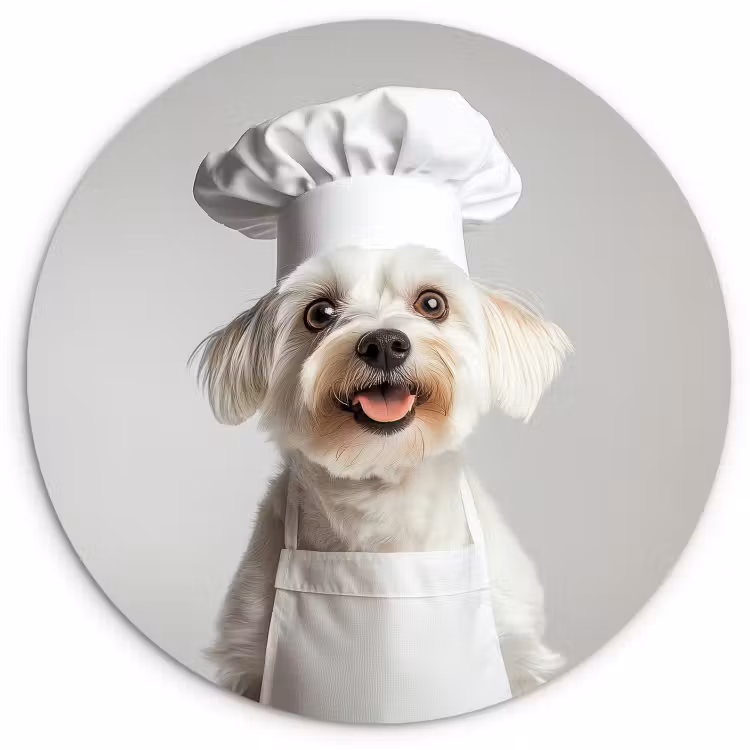 Quadro rotondo - Cane - Bianco - Cuoco — 1
