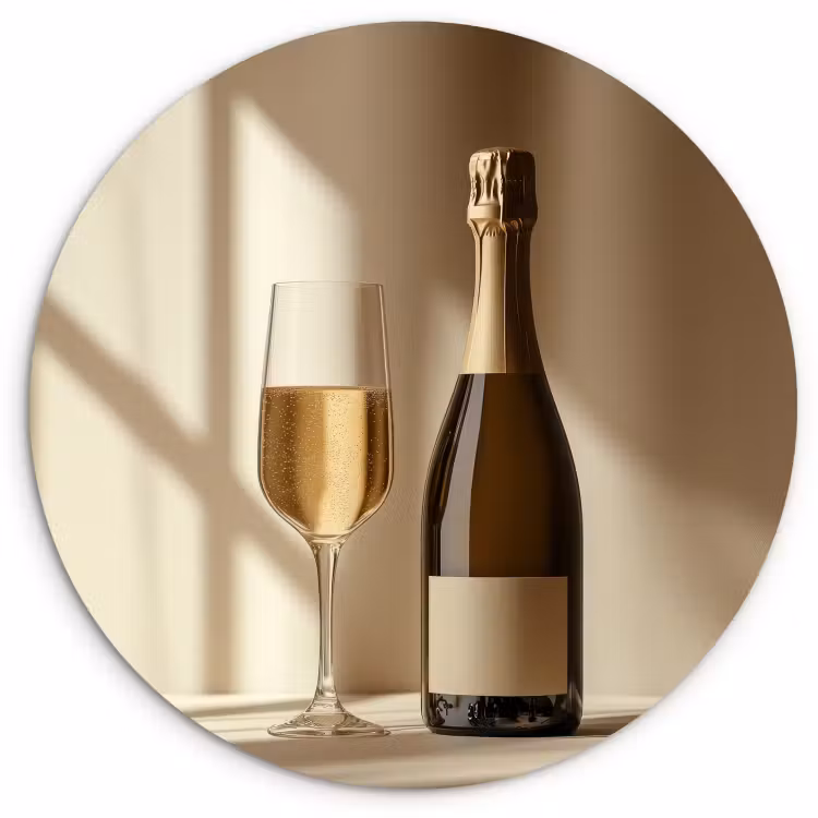 Quadro rotondo - Champagne - Beige - Ombra - Bolle — 1