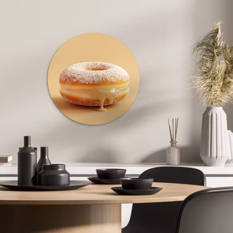 Quadro rotondo - Ciambella - Cremosa - Zucchero a velo - Beige — 1