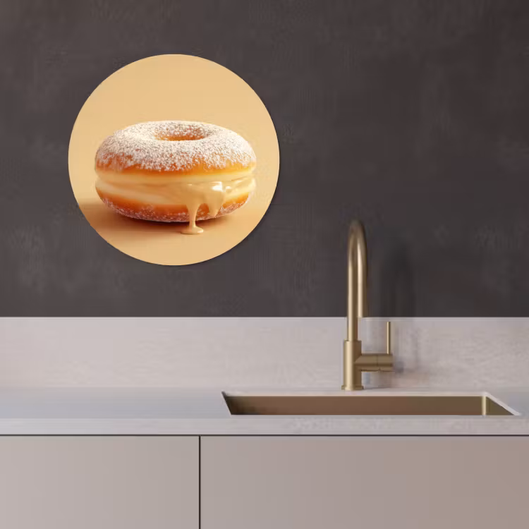 Quadro rotondo - Ciambella - Cremosa - Zucchero a velo - Beige — 3