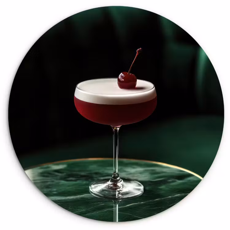 Quadro rotondo - Ciliegia - Cocktail - Rosso - Marmo — 1