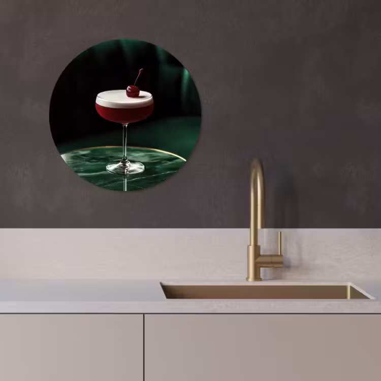 Quadro rotondo - Ciliegia - Cocktail - Rosso - Marmo — 3