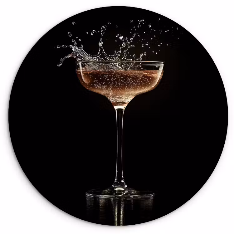 Quadro rotondo - Cocktail - Nero - Spruzzi - Vetro — 2