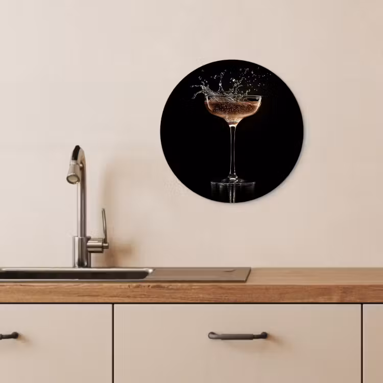 Quadro rotondo - Cocktail - Nero - Spruzzi - Vetro — 3