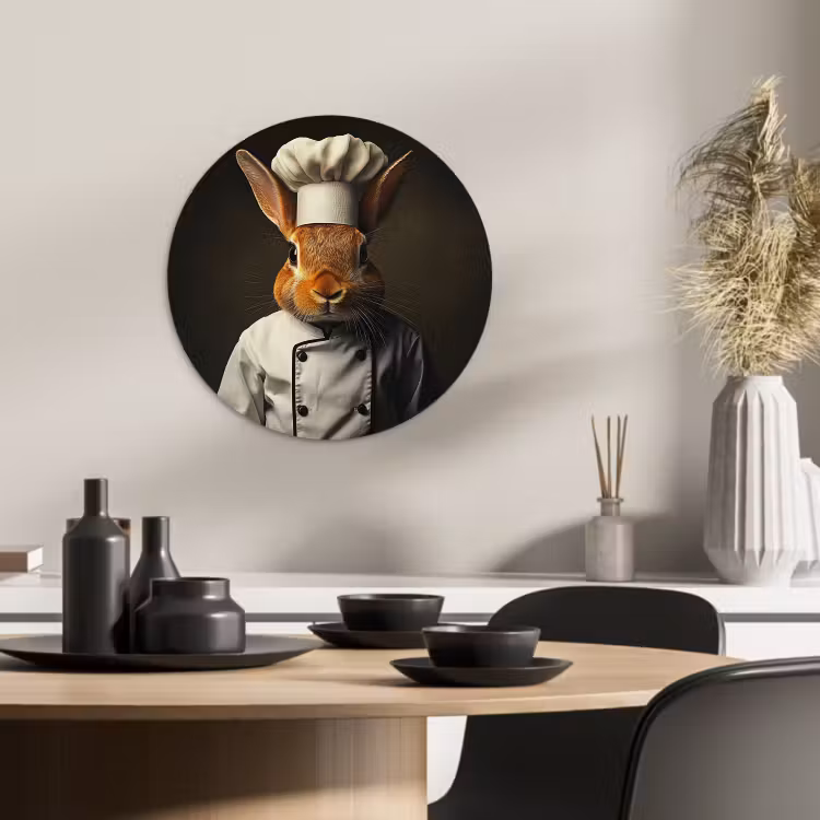 Quadro rotondo - Coniglio - Cuoco - Animale — 2