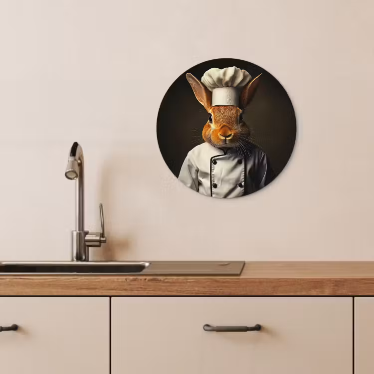 Quadro rotondo - Coniglio - Cuoco - Animale — 3