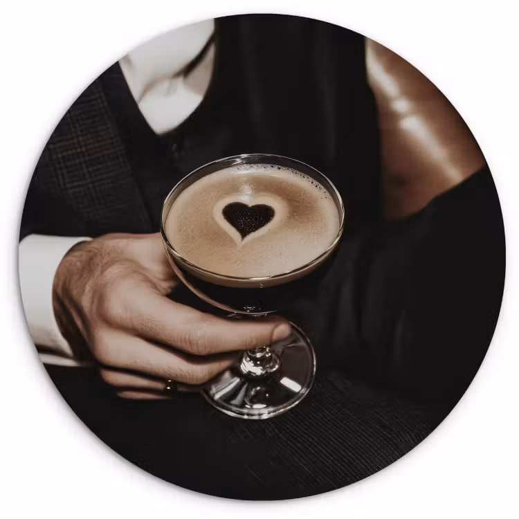 Quadro rotondo - Cuore - Cocktail - Espresso Martini - Mano — 2