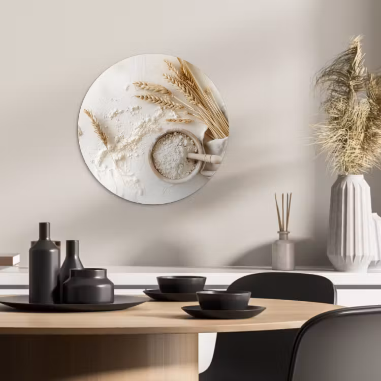 Quadro rotondo - Fiore - Legno - Grano — 2
