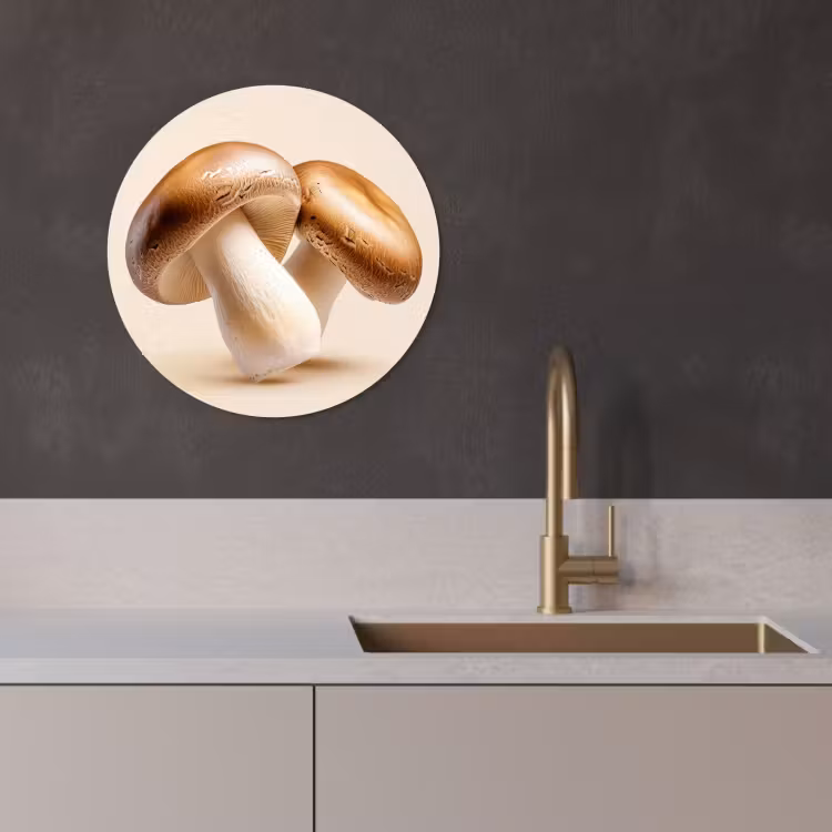 Quadro rotondo - Funghi - Morbido - Beige — 1