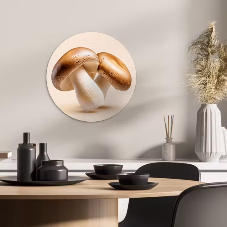 Quadro rotondo - Funghi - Morbido - Beige — 3