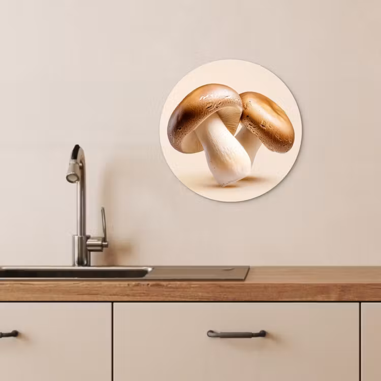 Quadro rotondo - Funghi - Morbido - Beige — 4