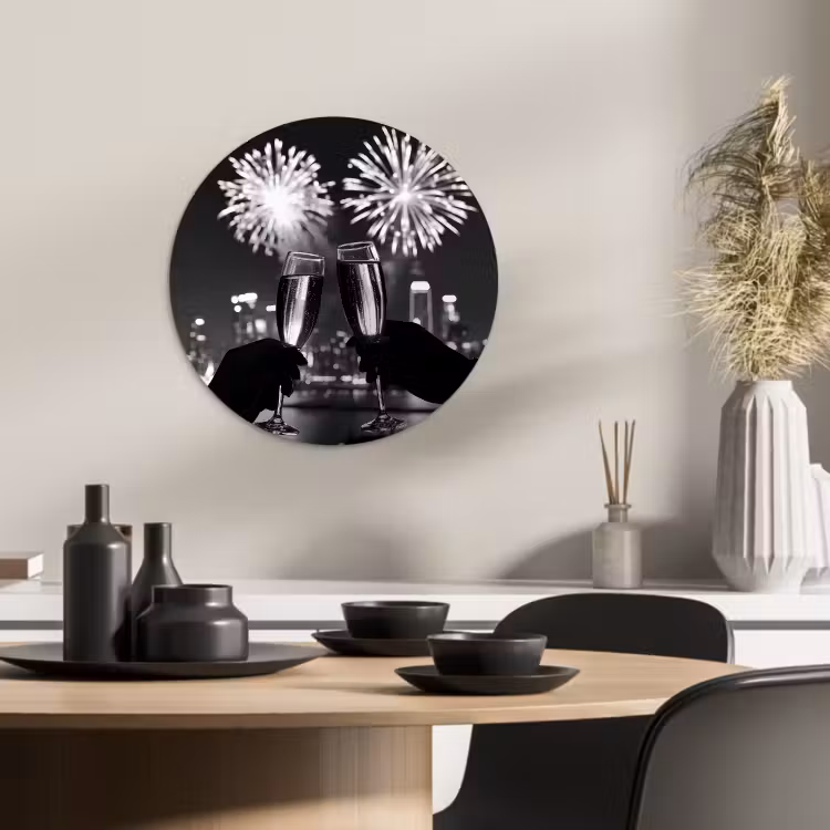 Quadro rotondo - Fuochi d'artificio - Cin cin - Skyline - Champagne — 4
