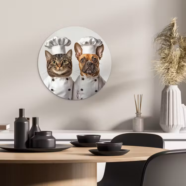 Quadro rotondo - Gatto - Cane - Vestiti da cuoco — 3