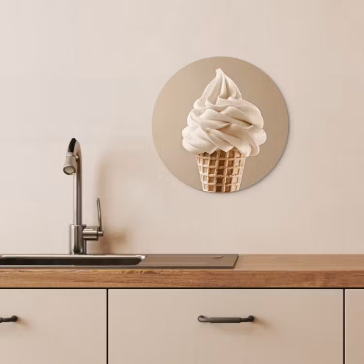 Quadro rotondo - Gelato - Gelato soft - Cremoso - Corno - Beige — 1