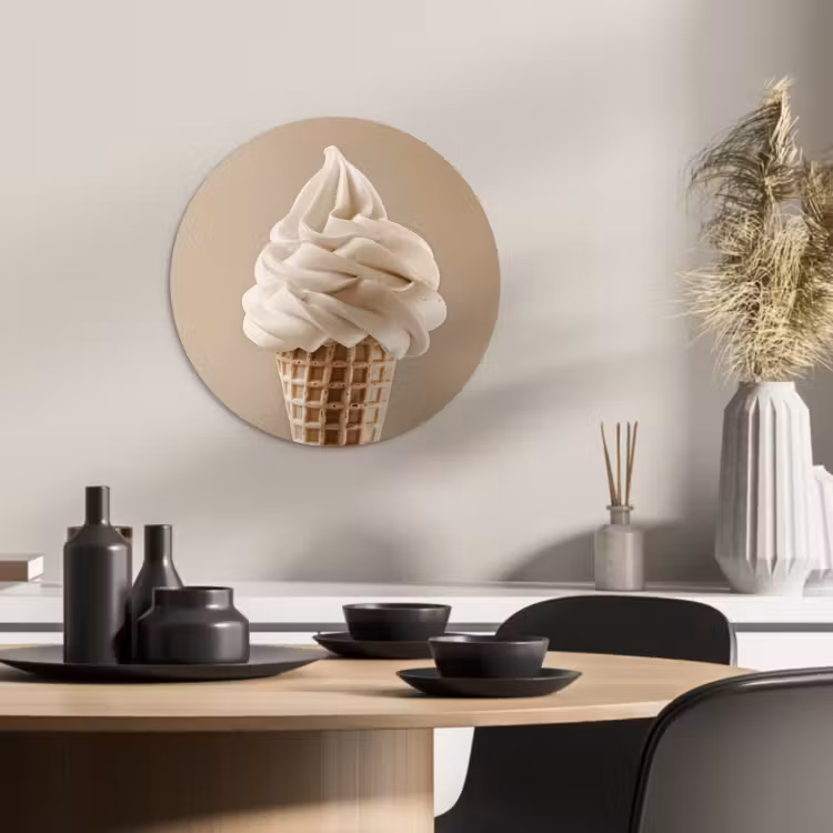 Quadro rotondo - Gelato - Gelato soft - Cremoso - Corno - Beige — 2
