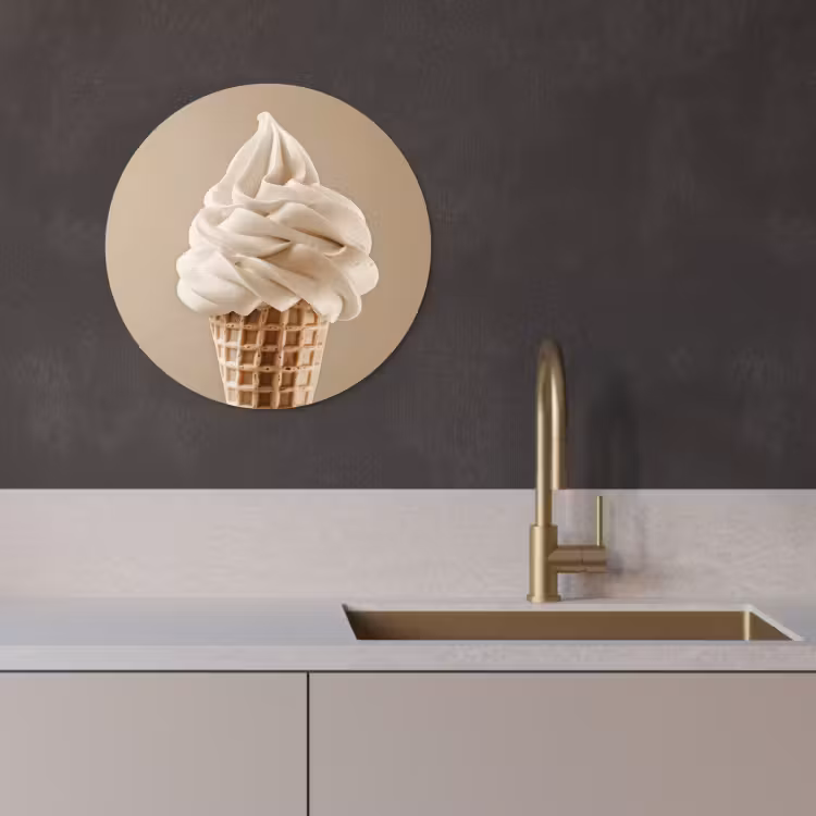 Quadro rotondo - Gelato - Gelato soft - Cremoso - Corno - Beige — 3