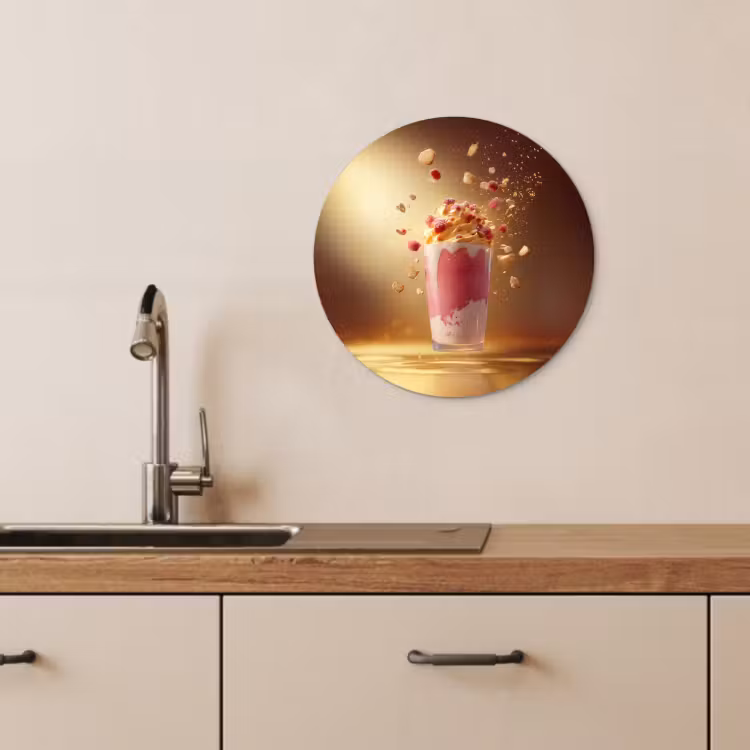 Quadro rotondo - Lampone - Frullato - Bevanda - Rosa — 4