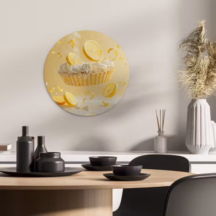 Quadro rotondo - Limone - Torta - Cibo - Giallo — 2