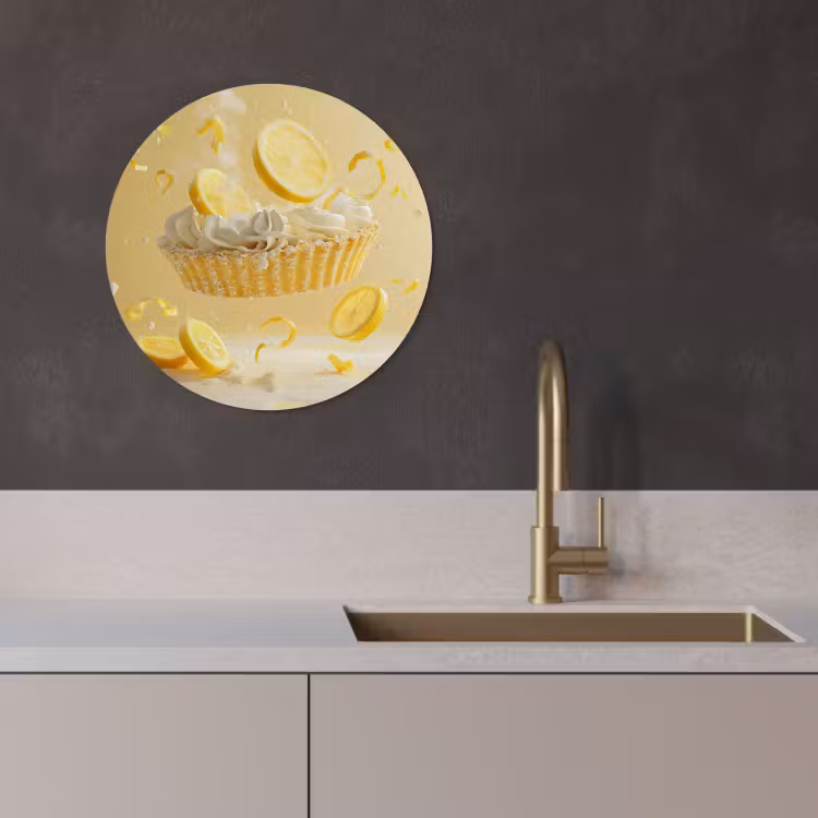 Quadro rotondo - Limone - Torta - Cibo - Giallo — 3