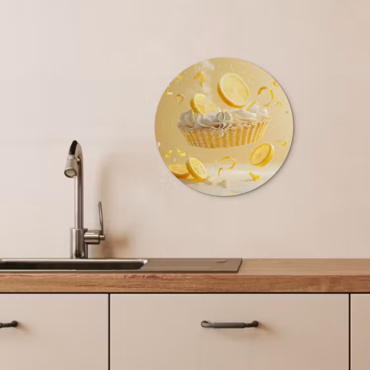 Quadro rotondo - Limone - Torta - Cibo - Giallo — 4