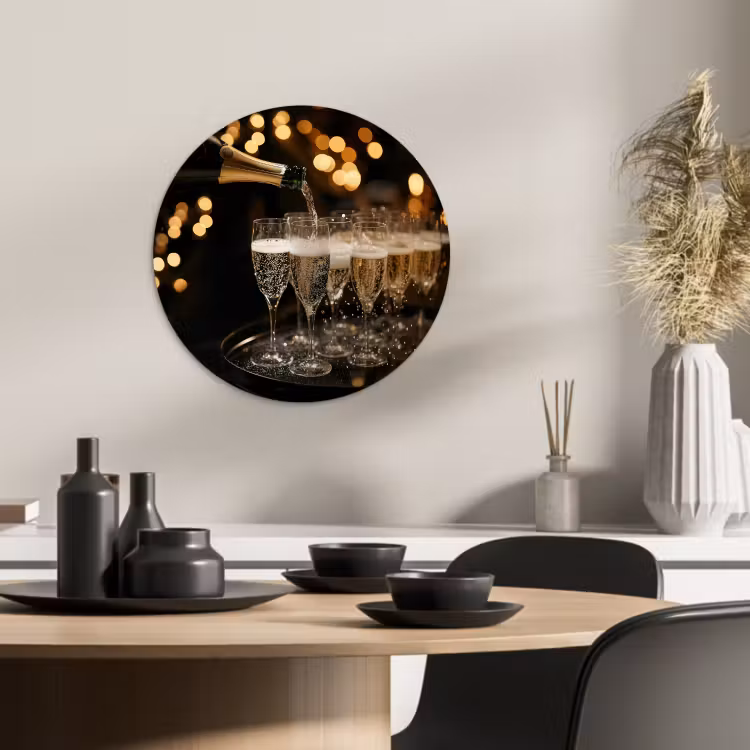 Quadro rotondo - Luci - Champagne - Vassoio - Bicchieri — 3