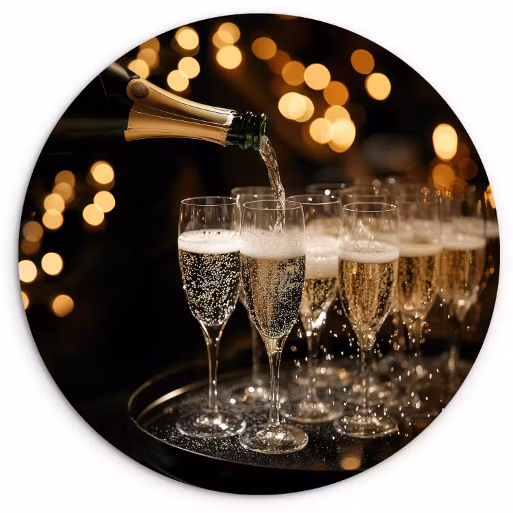 Quadro rotondo - Luci - Champagne - Vassoio - Bicchieri — 4