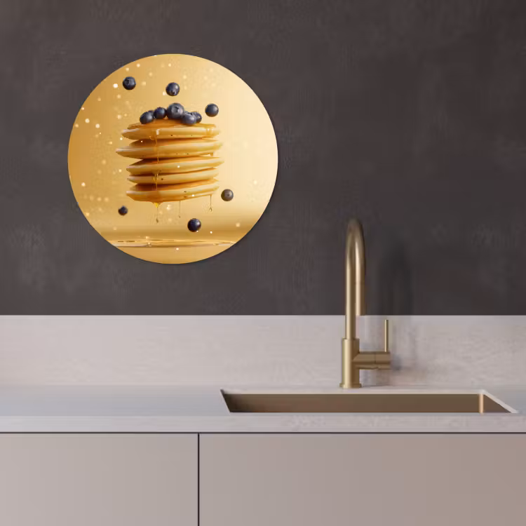 Quadro rotondo - Pancake - Cibo - Miele - Giallo — 3