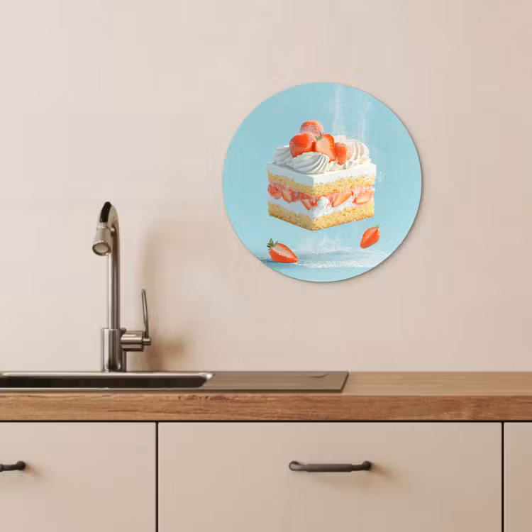 Quadro rotondo - Panna montata - Torta - Blu - Cibo — 4