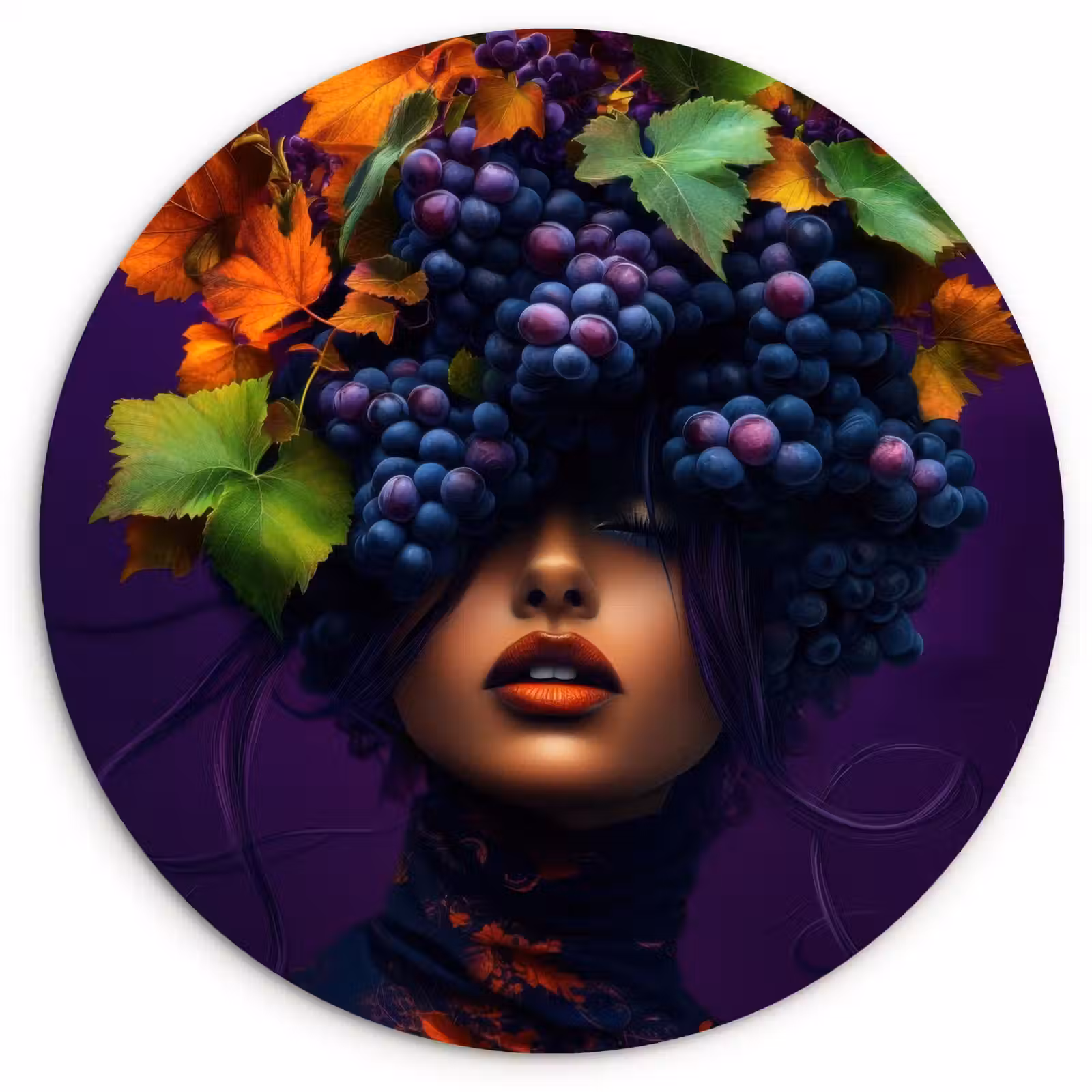 Quadro rotondo - Donna - Viola - Uva — 1