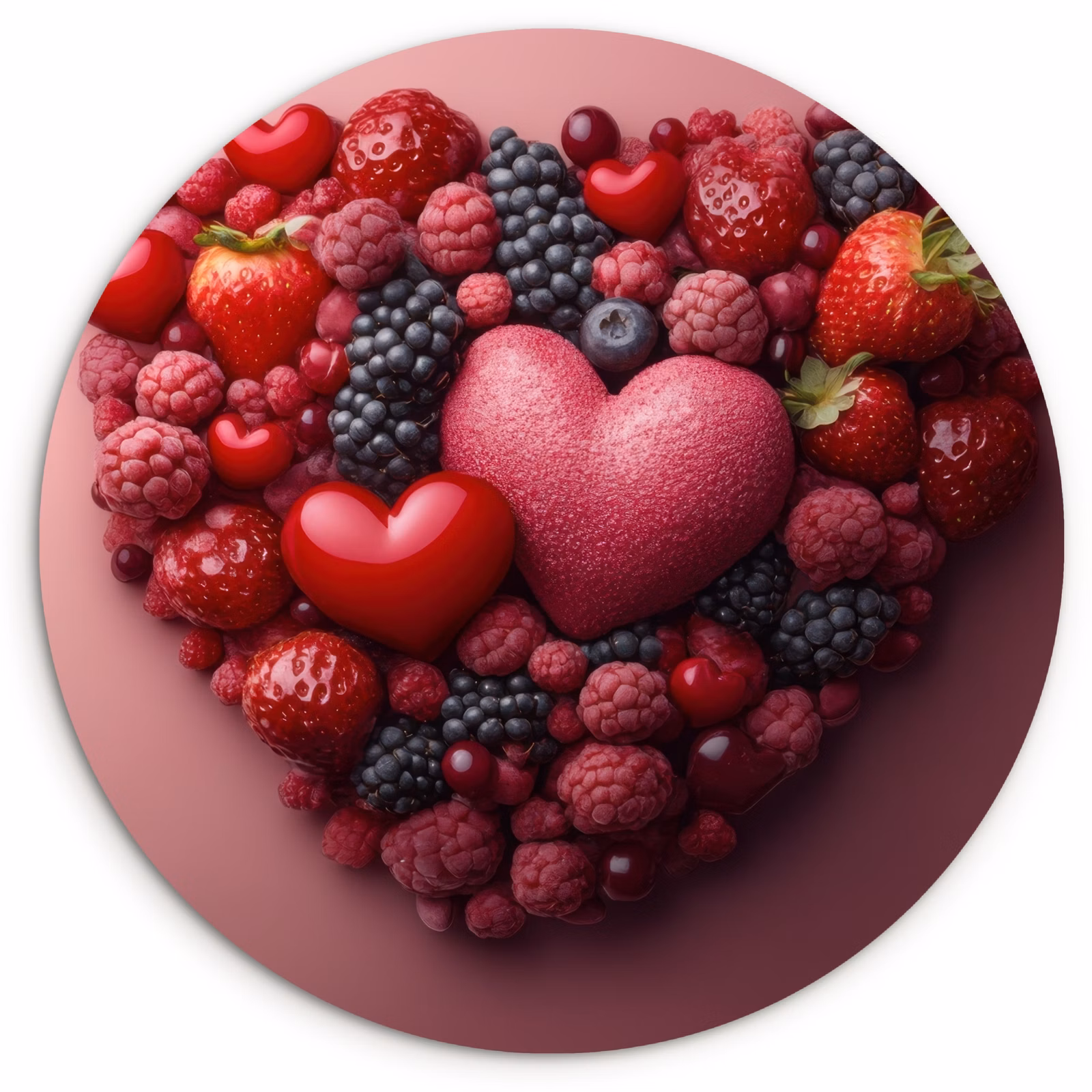 Quadro rotondo - Frutta - Cuori - Fragole - Lamponi - Mirtilli — 1