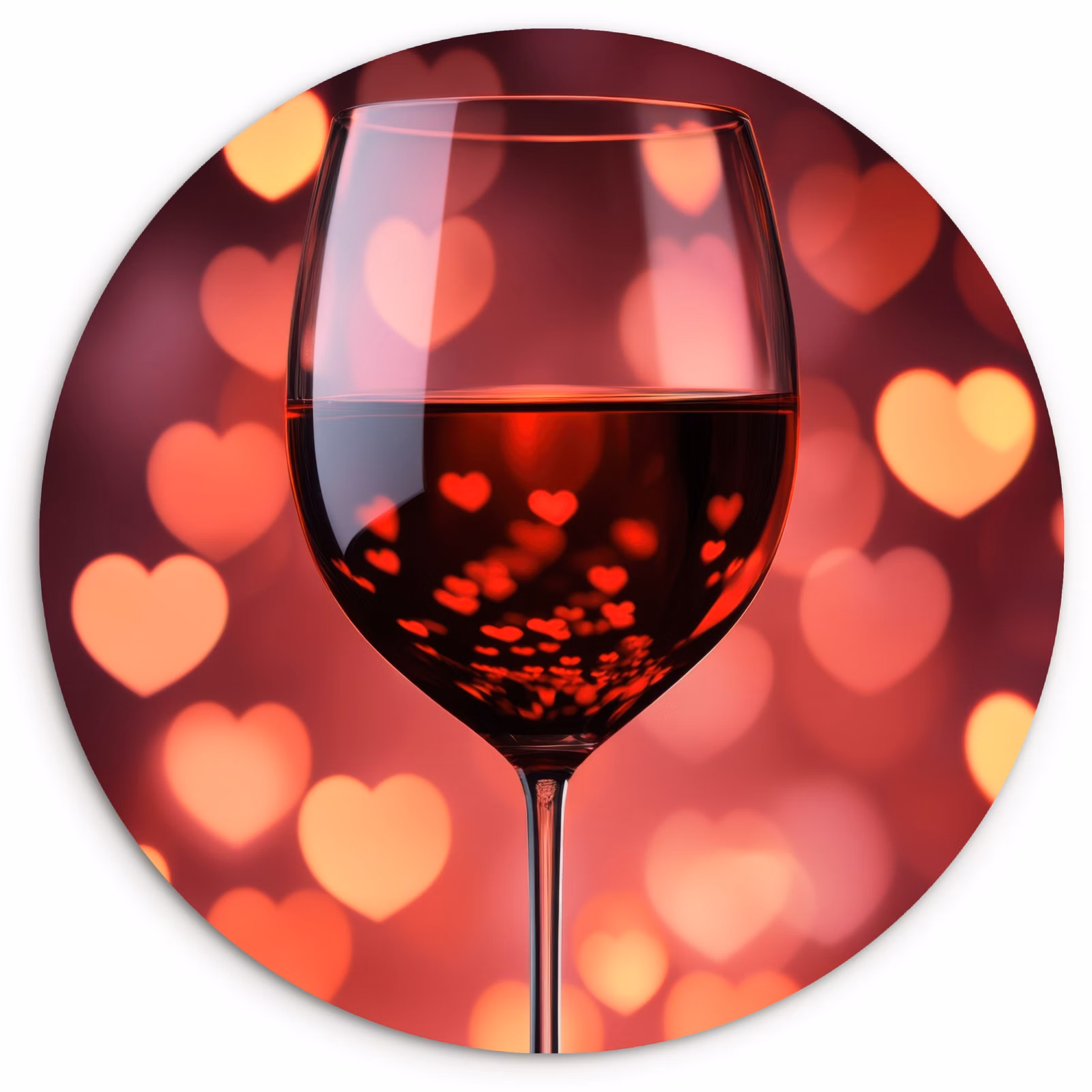 Quadro rotondo - Rosso - Vino - Cuori — 1