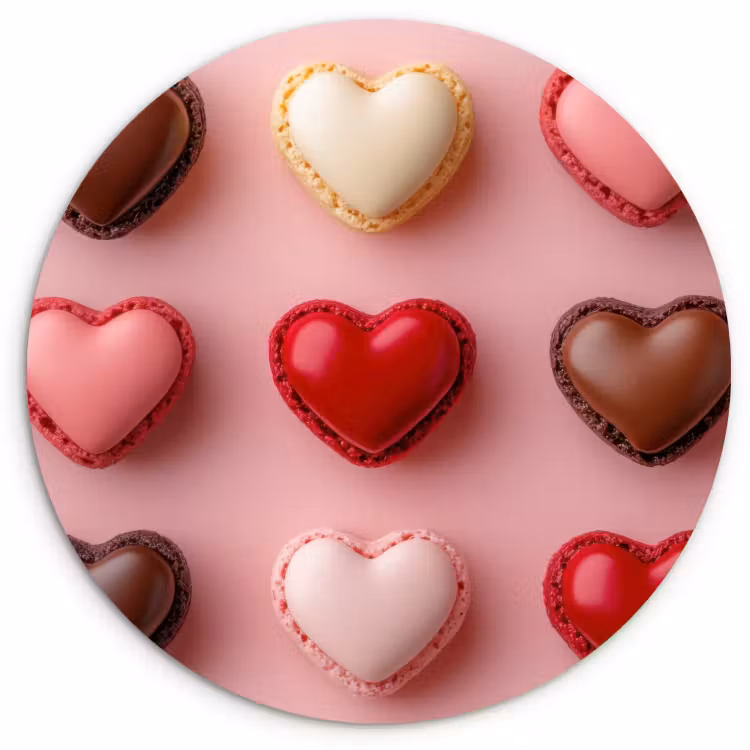 Quadro rotondo - Amaretti - Cuori - Colorati - Rosa — 1